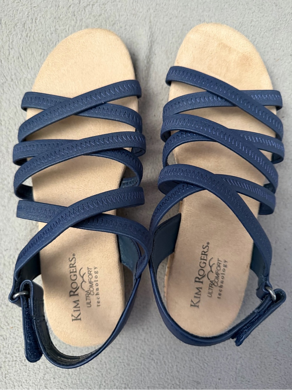 Kim Rogers Navy Multi-Strap Flat Sandals for Women